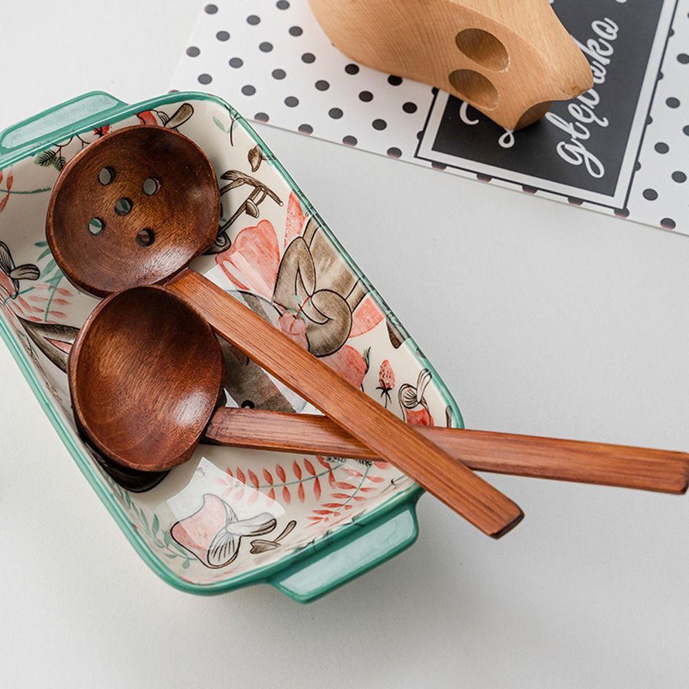 Durable Big Strainer Long-Handled Spoon Wood Handle Anti-scald Wooden Spoon Durable Japanese Spoon Cooking