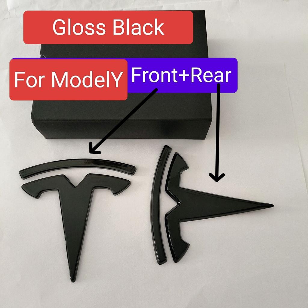 ABS 1PCS 2PCS 3PCS Car Front For Tesla ModeY Model3 Hood Cover Emblem h Sticker Styling Body Rear Trunk Badge Decal Accessories