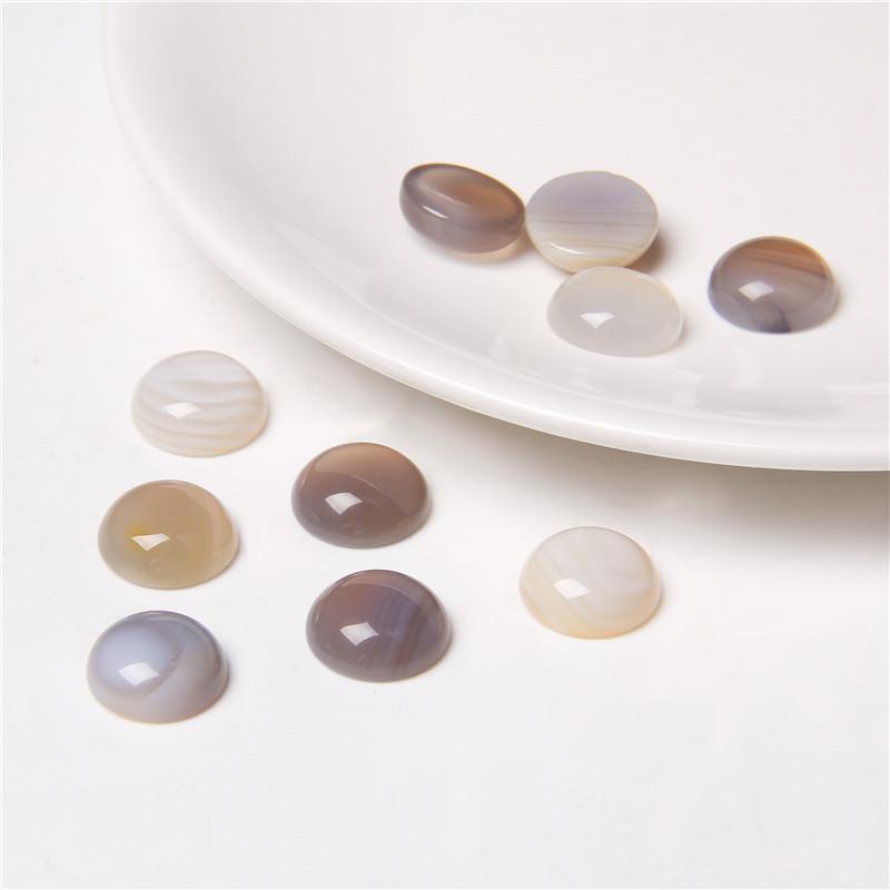 4-14MM 10pcs/lot Round Natural Stone Cabochon Beads Loose Gem Cabochon DIY Ring Pendants Necklace Accessories Needlework