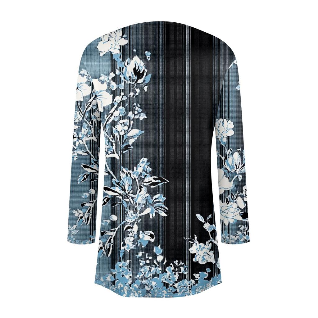 Women's Fashion Casual Vintage Floral Printed Mid-Length Cardigan Jacket