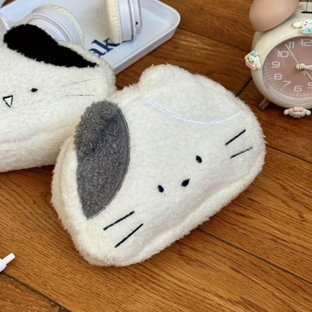 Large Capacity Cat Plush Pencil Case Plush Bag Cartoon Plush Pen Bag Cat Pencil Pouch  Stationery