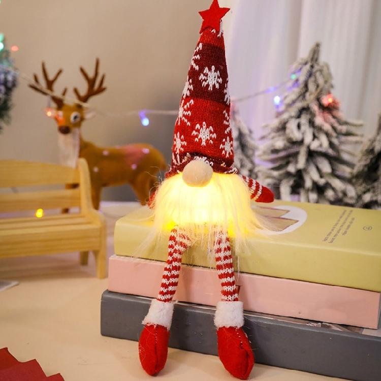Mysterious Holiday Season Santa Figure Two Leg Styles Warm White Lights Gnomes Shape Figurine Christmas Decoration
