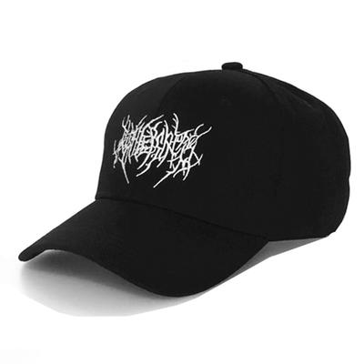 Stickerei Gotisch Street Punk Damen Baseballkappe Herren Baumwolle Verstellbar Rein Schwarz Sportkappen Damen Hip Hop Dad Hat Neu