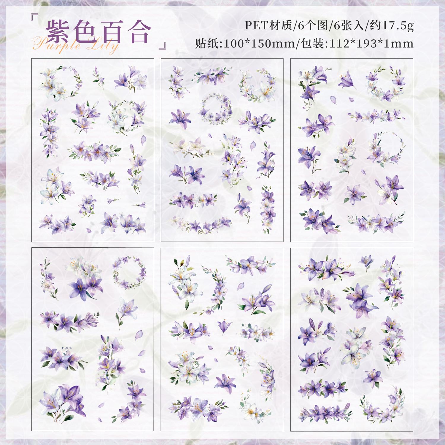 

JIAMEI 6sheets Dreaming Flower Language Series Ins Flower Plants Die Cutting Waterproof PET Stickers DIY Diary Album Scrapbook