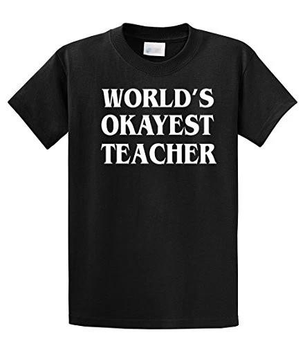 Funny Tee Shirt World s Okayest Teacher Black XL