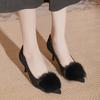 Sexy pointed toes fluffy high heels women's stilettos Spice girls suede shallow mouth single shoes professional mink hair work shoes