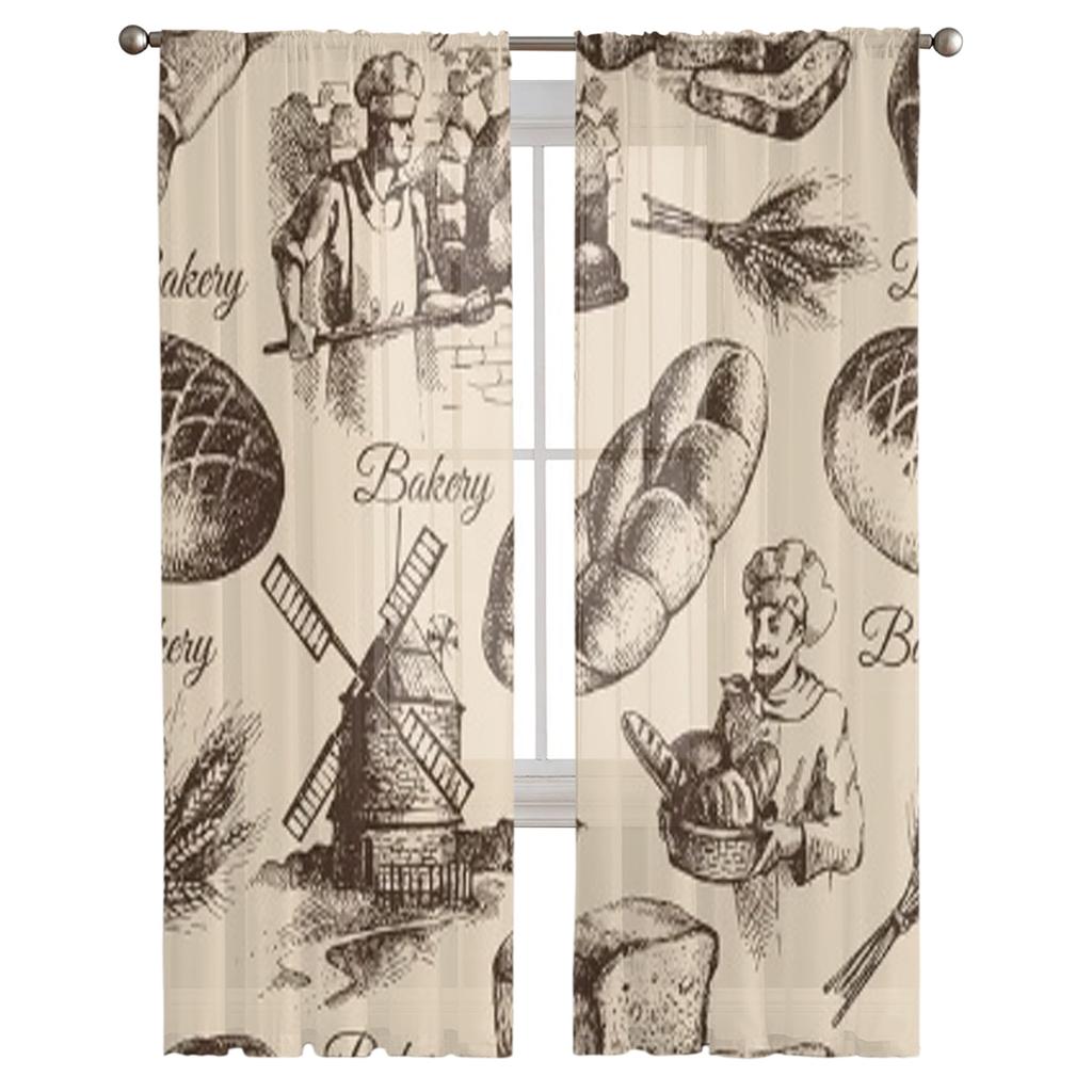 Schizzo di Pasticceria Motivo Senza Cuciture Tende Trasparenti in Tulle per Soggiorno la Stanza Camera da Letto Decorazione Cucina Tende Voile Organza