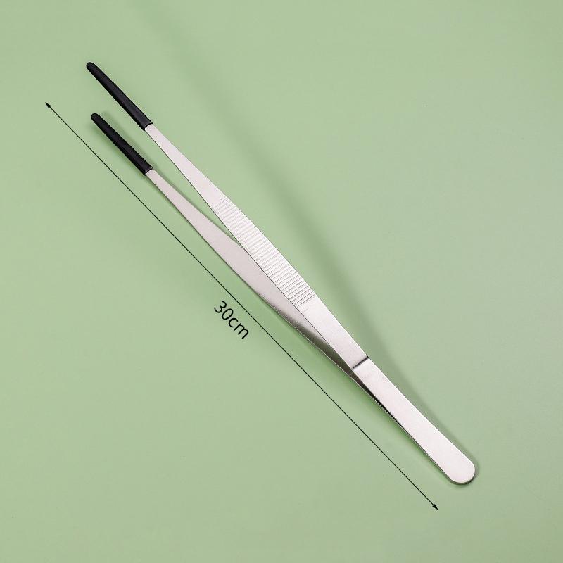 Pet Feeding Accessories: Straight and Curved Stainless Steel Tweezers with Rubber Tips for Aquarium Reptiles