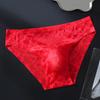 Men Sexy Underwear Lace Thin Ice Silk Briefs Bulge Pouch Underpant Low Waist Solid Bikini Bottom Translucent Penis Pouch Panties