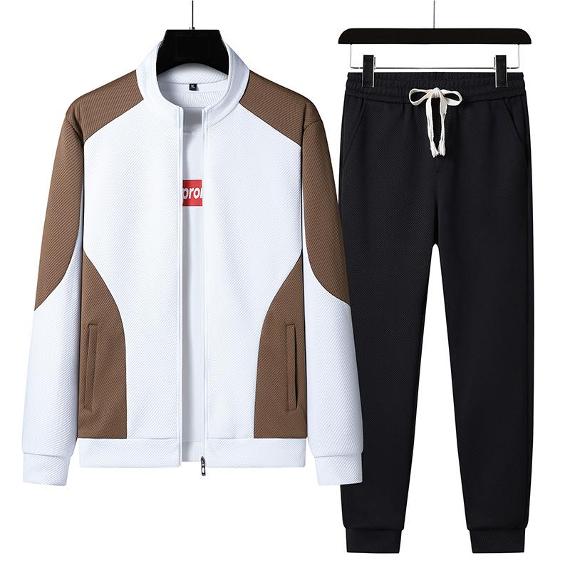 Ανδρική ανοιξιάτικη ζακέτα πουλόβερ με αθλητική φόρμα Plus Size Σετ δύο τεμαχίων