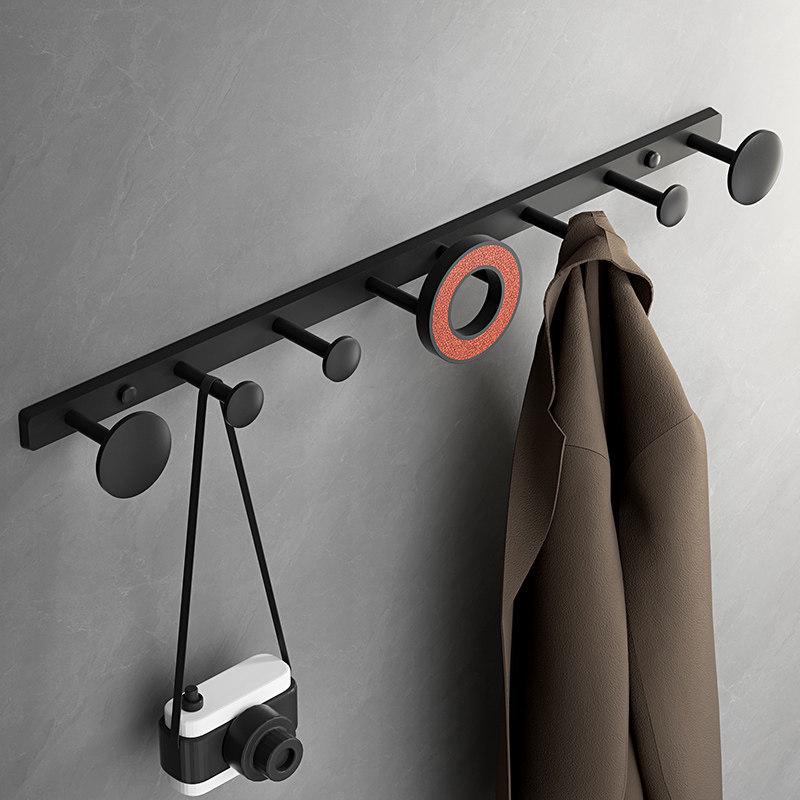 Wall-Mounted No-Punch Clothes Rack and Hooks for Bathroom, Entryway, Bedroom