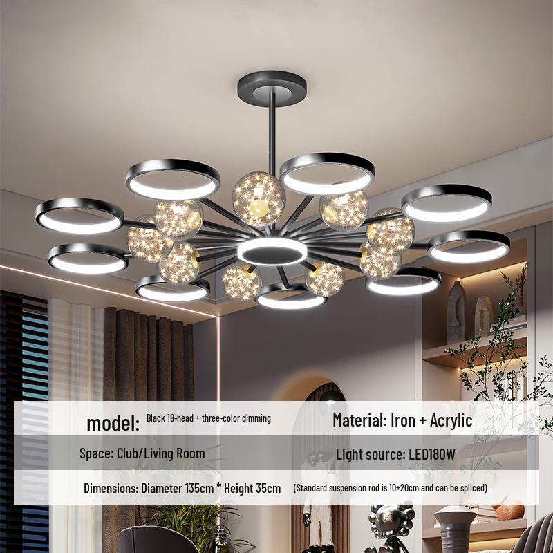 

OEING Modern Black 18-Head Pendant Light