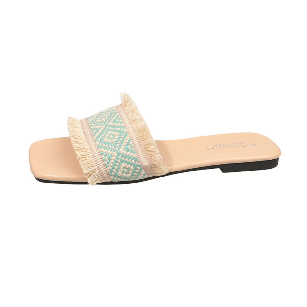 

Лето 2025 года, новые классные тапочки с квадратной головкой, женские удобные и универсальные пляжные повседневные классные тапочки с одним персонажем 43 небесно-голубой