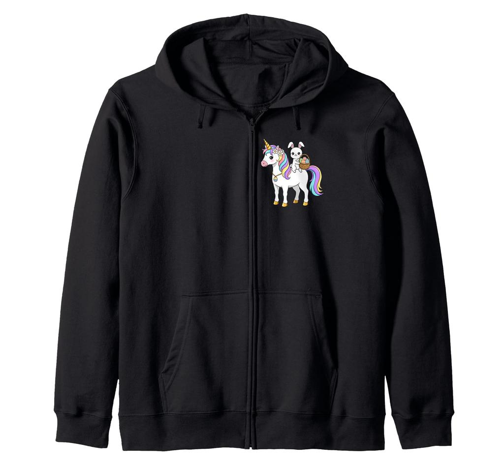 Cute Easter Bunny, Adorable Unicorn, Happy Easter Egg Hunt Day Zip Hoodie