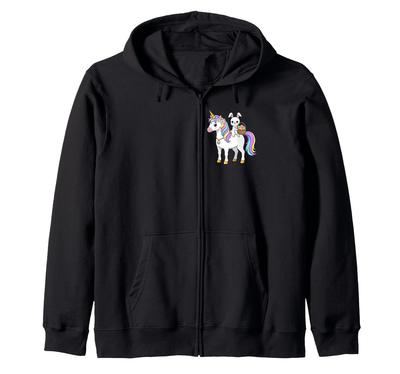 Niedlicher Osterhase, Entzückendes Einhorn, Fröhlicher Ostereiersuche-Tag Zip-Hoodie