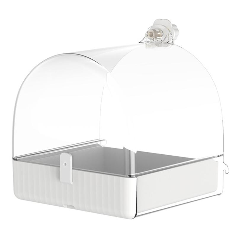 Pet Bird Bath Tub Clear Bathing Tub Parrot Bathtub Parrot Shower Box Bathtub with Bottom Drawer 7''