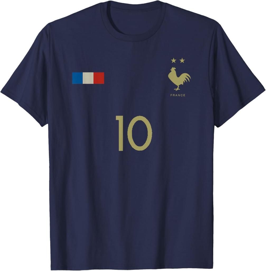 2026 USA Kanada Mexiko Weltmeisterschaft Frankreich Fußball #10 Retro Grafik T-Shirt Atmungsaktiv Reine Baumwolle Lässig Rundhalsausschnitt