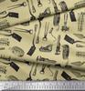 Soimoi Beige Japan Crepe Satin Fabric Gardening Tools & Hardware Print Fabric by the metre 42 Inch