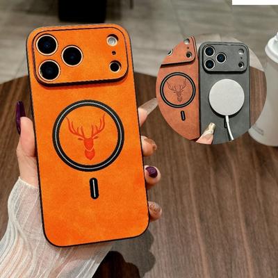 Hülle Für IPhone 17 Pro Max Elch PU-Leder Magnetische Anti-Fall-Hülle Für IPhone Air 17Pro Kabelloses Laden Matt Stoßfeste Abdeckung