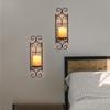 Sziqiqi Candle Sconces Wall Decor - Set of 2 Black Candle Holders for Pillar Contemporary Wall Decorations Sconce Decorative Metal Wall Art for
