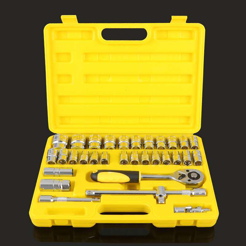 Dual 32-Piece Socket and Ratchet Tool Kit for Auto Repair & Car Maintenance
