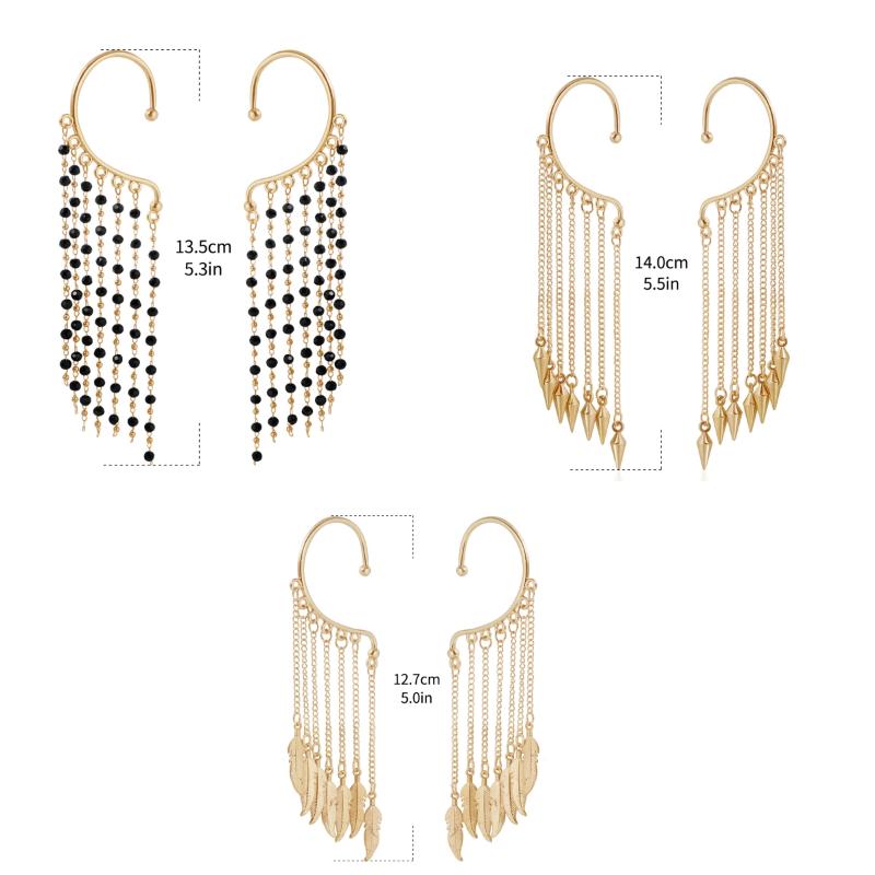 Non Pierced Metal Tassel Ear Hook Earrings 1Pair Without Ear Hole Elegant Fashion Jewelry for Women Work Attire