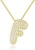Stainless Steel Bubble Letter Initial Pendant Chunky Women Personality Jewelry Zircon Gold Plated Balloon 26 Letter Necklaces