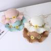 Small Daisy Children Beach Straw Hat Wide Brim Fisherman Hat Outdoor Straw Bag Cap Set  Summer