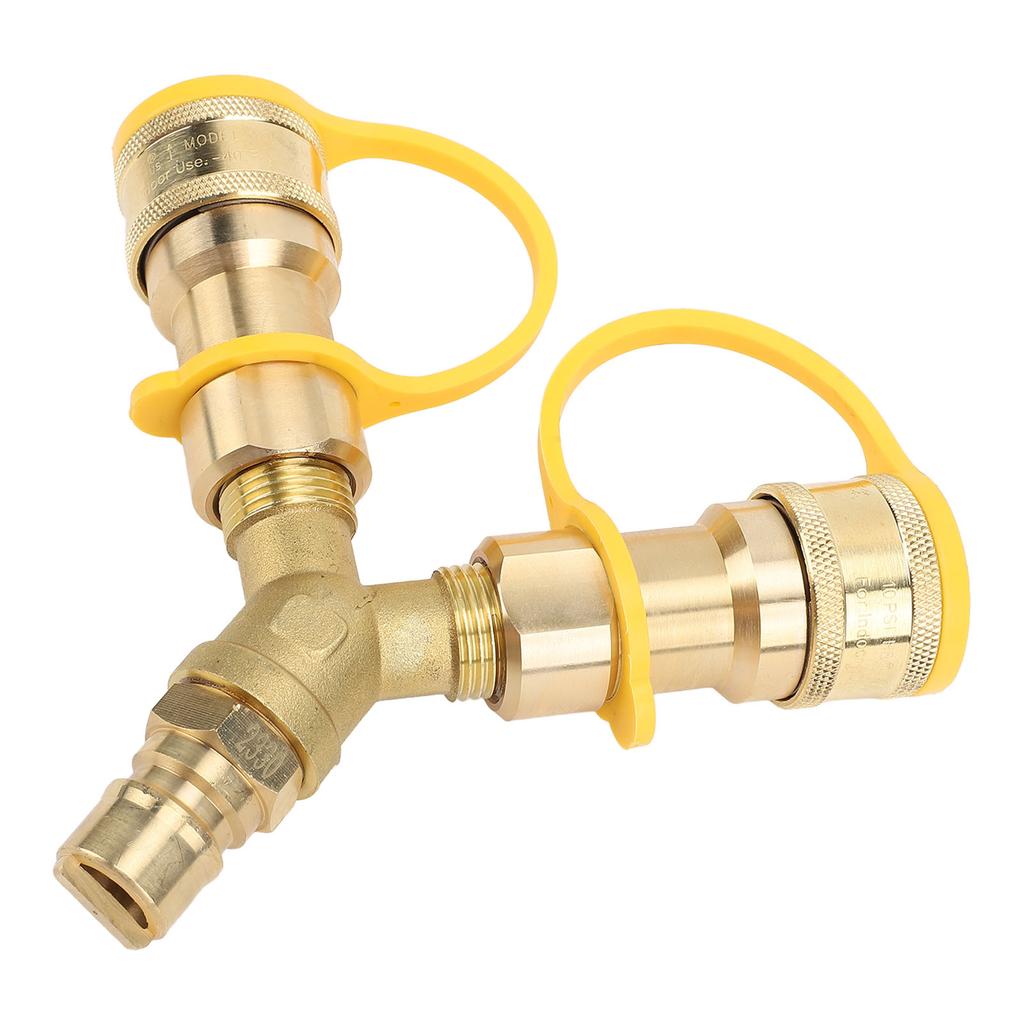 RV Quick Connect Y Splitter Adapter 1 2in Enhanced Efficiency Heat Resistant Copper 2 Way Quick Connect Hose Adapter