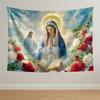 Divine Virgin Mary Tapestry  Radiant HaloRosesOpen Book  Heavenly Clouds for Spiritual and Inspirational Home Decor Wall Art