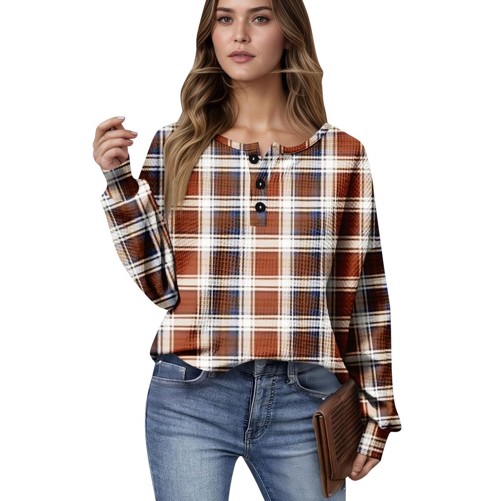 Women's Casual Shirts Long Sleeve Tops Button Up V Neck Loose Knit Fall Favorites For Women