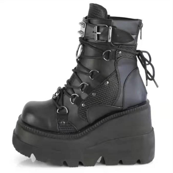 Women's 2022 Pink Wedge Heel Martin Boots with Thick Sole - Plus Size, European & American Fashion Short Boots