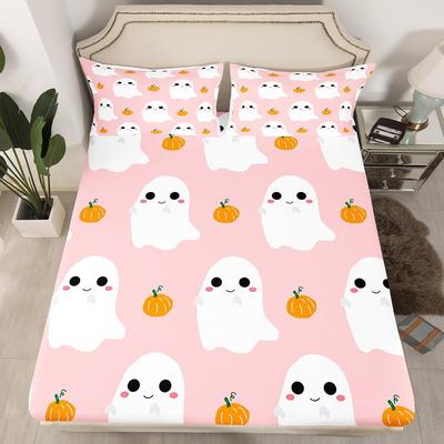 Halloween Geist Muster Matratze Dreiteiliges Digitaldruck Matratzen Bettwäsche Set Erwachsene Kinder