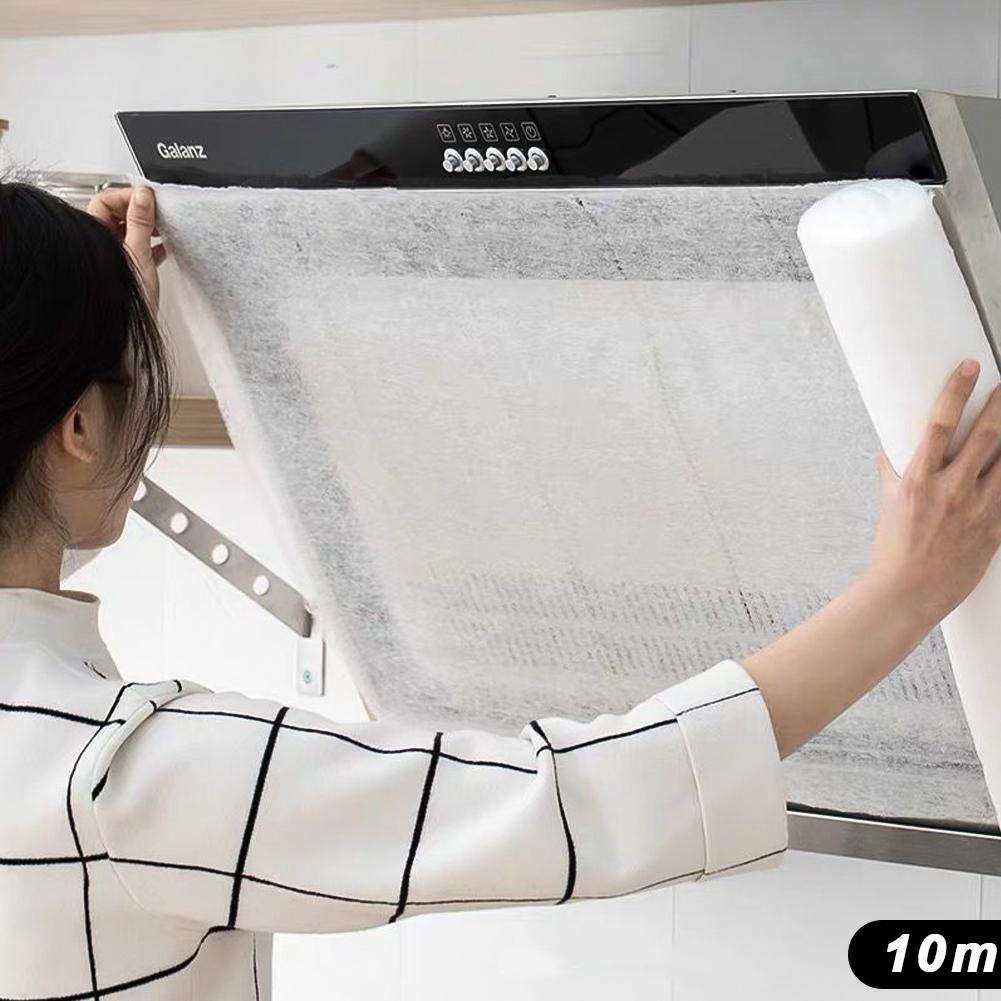 5/10M Disposable Hood Oil Filter Paper Non-woven Cooker Hood Extractor Fan Filter Kitchen Hood Grease Anti Oil Cotton