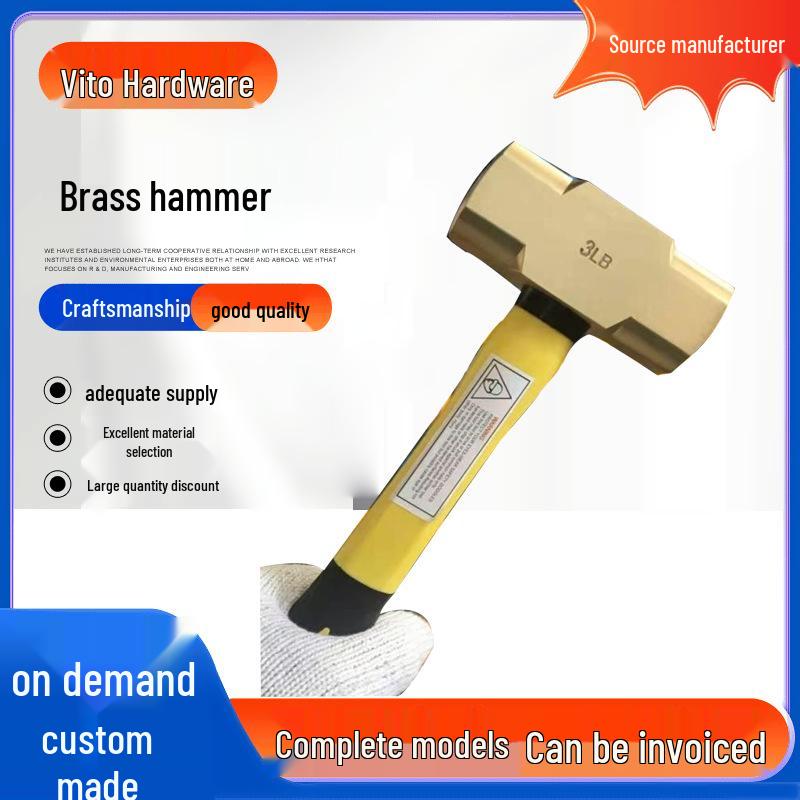 Spark-Free Copper Alloy Hammer: Explosion-Proof, Brass/Red Copper Hammerhead