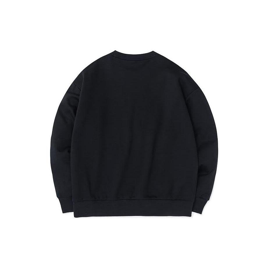 Anta Letter Round Neck Fleece Thick Warm Loose Sweatshirt Unisex Sweatshirt Black 952248713-2