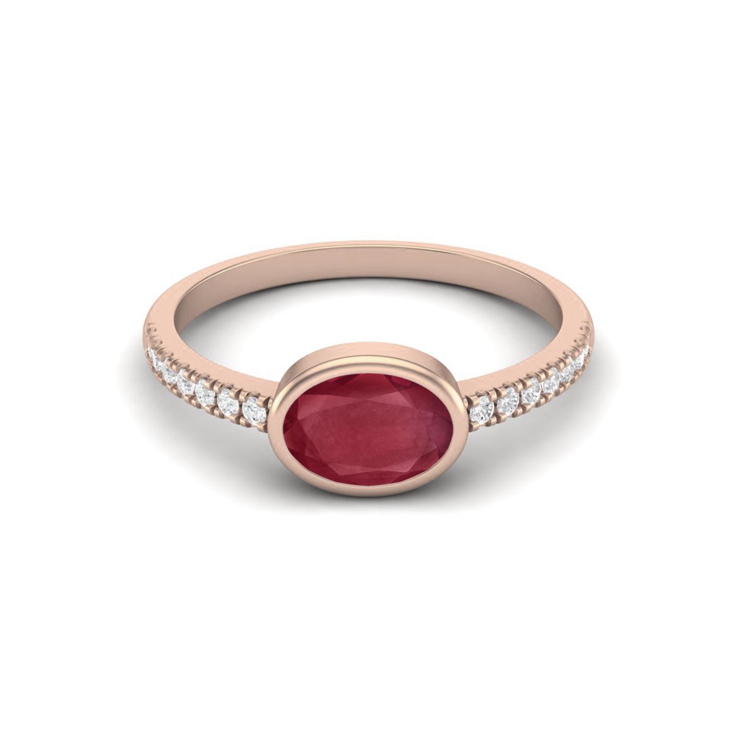7X5 MM Oval Shape Ruby 925 Sterling Silver Rose Vermeil July Birthstone Solitaire Proposal Ring 5