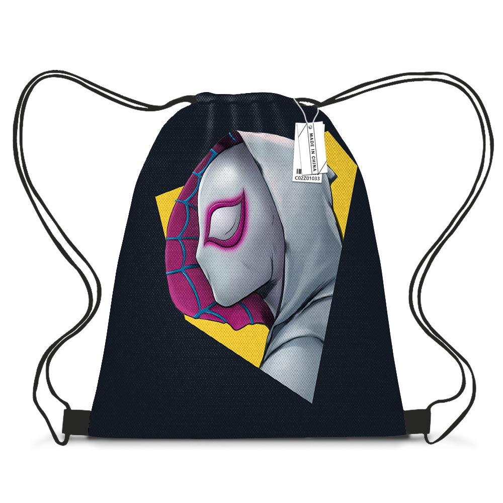 Bundle Pocket Casual Bag Spider-Man Shoulder Cartoon Student Print Drawstring Backpack Storage Bag