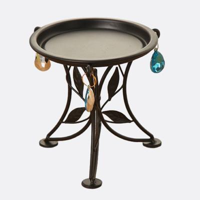 Supporto per piante in metallo, supporto per fioriera rotondo con pendenti in cristallo finto, supporto per vasi rivestito a 3 gambe per decorazioni da giardino per la casa