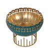 Two Moustaches 8 Inches Decorative Metal Urli with Stand, Urli for Home Decor, Flowers Decoration Bowl