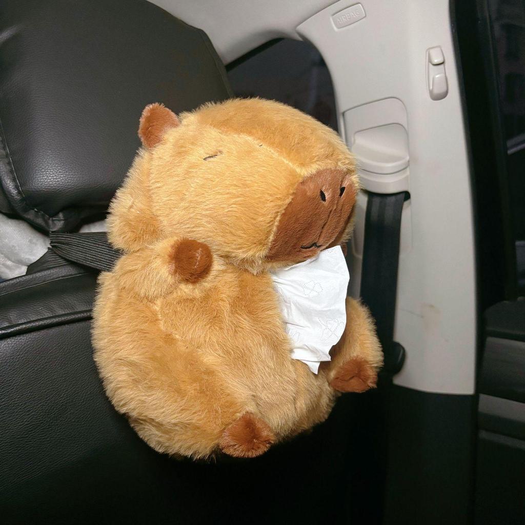 Cartoon Capybara Car Tissue Box - Seat Back Hanging Style Interior Decoration