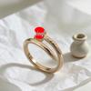 Elegant Zirconia Double Circle Geometric Ring for Women – High-End, Colorfast, Versatile Design