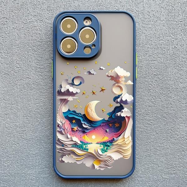 2D Printing Landscape Phone Case For iPhone 16 14 Pro 13 Mini 15 7 8 Plus SE2 XS X XR 12 Pro Max Creative Mountains Back Cover