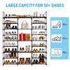 9 Tiers Shoe Rack Storage Organizer Metal Shoe Rack With Side Hooks 50 Pairs Stackable 3 Rows Shoes Shelf Storage For Entryway