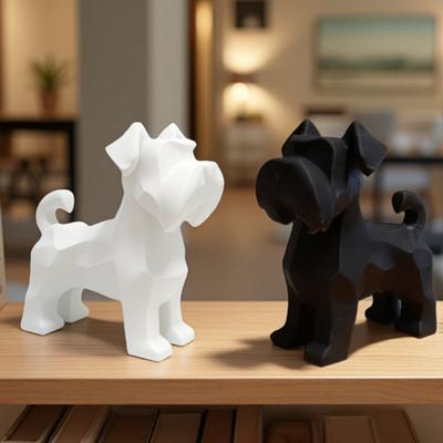 Ozdoba dla psa Drukowana 3D Sznaucer Geometryczna Miniaturowa Figurka Psa Rzeźba Psa do Salonu Wystrój Domu