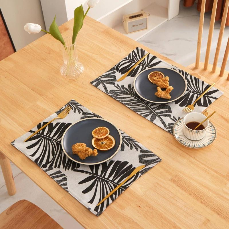 

1pcs 30*46cm Simple Fabric Double-sided Palm Leaf Placemat for Home Living Room Coffee Table Dining Table Kitchen Linens 30x46cm