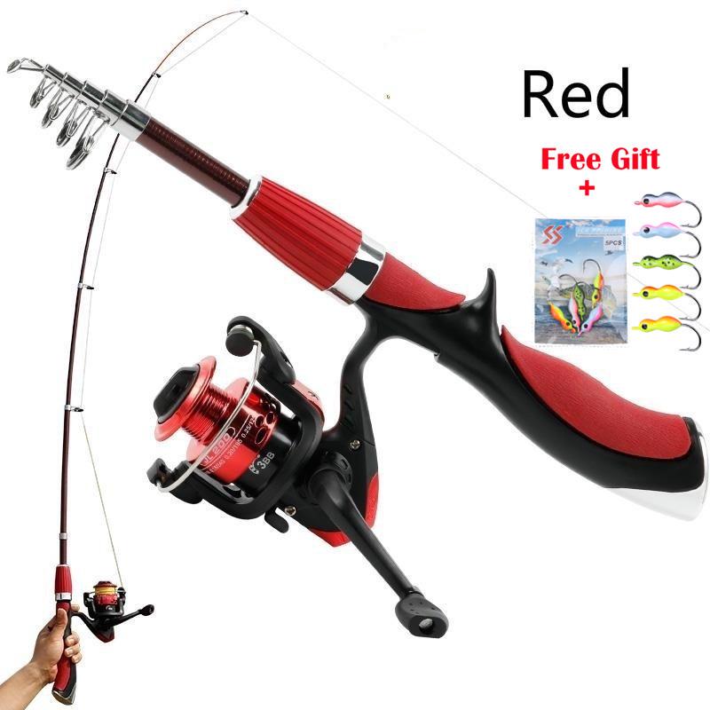 

Мини-портативная удочка Sougayilang, катушка для удочки, комбинированная телескопическая удочка и спиннинговая катушка, рыболовная приманка 138CM красный