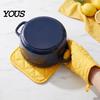 Heat Resistant Oven Mitts 4Pcs and Pot Holders Set, Cotton Kitchen Gadgets for Home Gloves, Quilted Insulated Mats Baking Cooking Accessories
