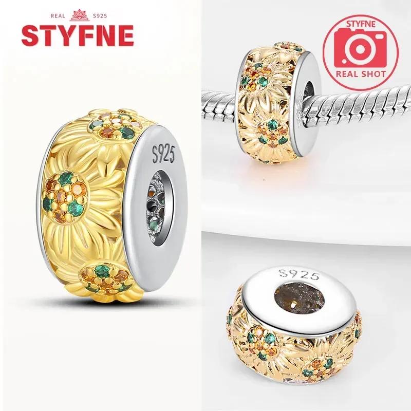 Copperoriginal Starry Sky Sunflower Green Wheat Field Oil Painting Charms Beads For Women Diy Fine Jewelry Gift