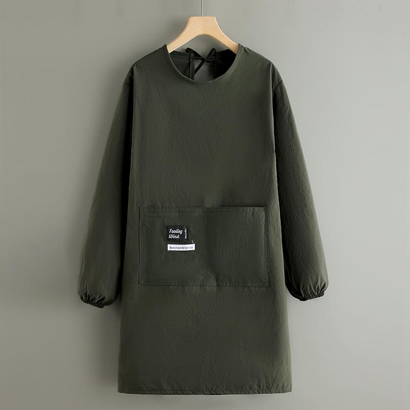 

Unisex Korean Lapel Taslon Pullover Apron for Cooking One Size